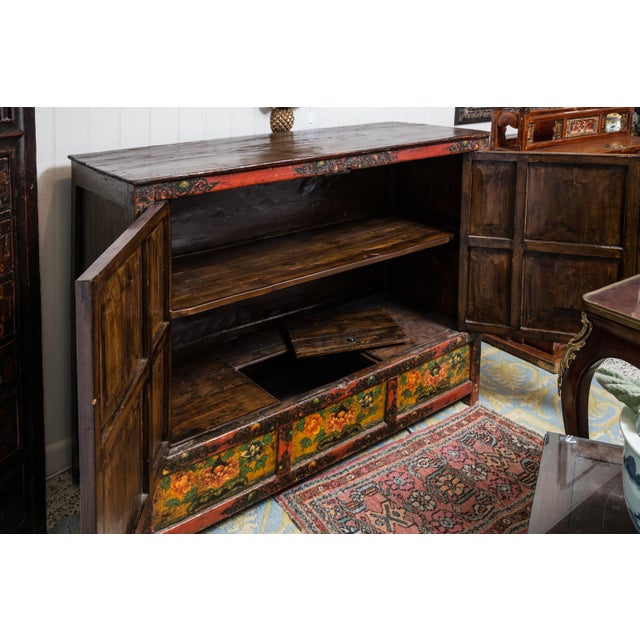 Painted Tibetan Cabinet For Sale In West Palm - Image 6 of 8