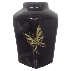 Bob Mackie Black Lacquer Porcelain Faceted Vase