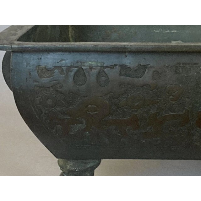 Fine Decorated Antique Japanese Bronze Planter, Suiban For Sale - Image 4 of 8