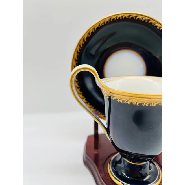 19th Century 19th Century, Kpm Berlin Porcelain Cobalt & Gilt Tea Cup & Saucer For Sale - Image 5 of 10