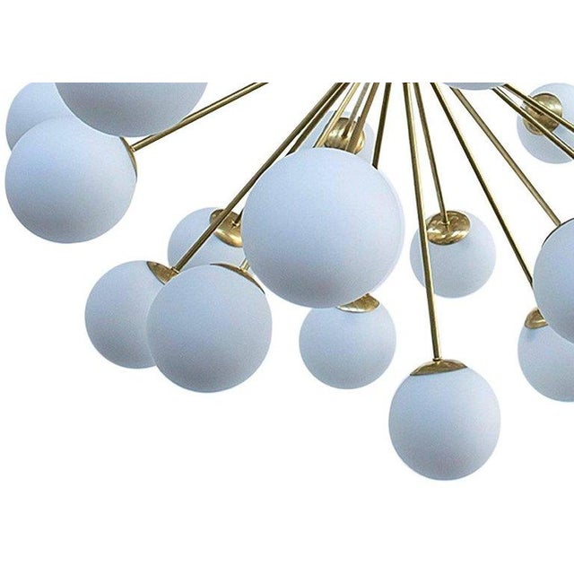 Italian 21st Century Nova Polished Brass Matte White Murano Sputnik Chandelier by Fabio LTD For Sale - Image 3 of 6