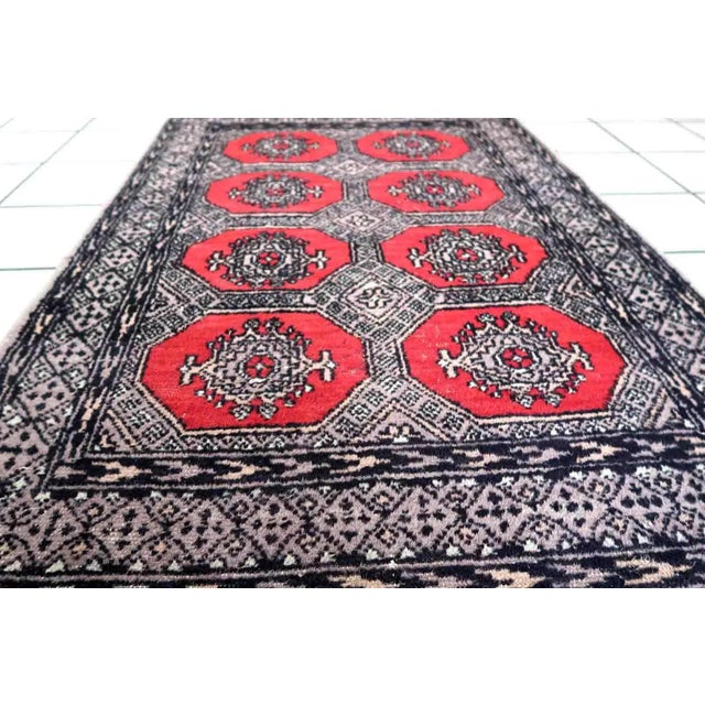 1970s Handmade Vintage Uzbek Bukhara Rug 2.7' X 4.1' For Sale - Image 4 of 12