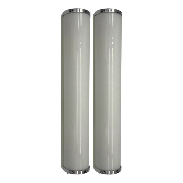 Large Glass Wall Lamps attributed to Greco, Italy, 1940s, Set of 2 For Sale