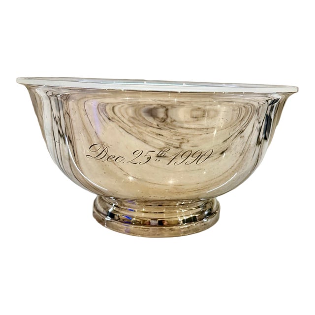 Late 20th Century Silver Engraved “December 1990 Bowl” For Sale