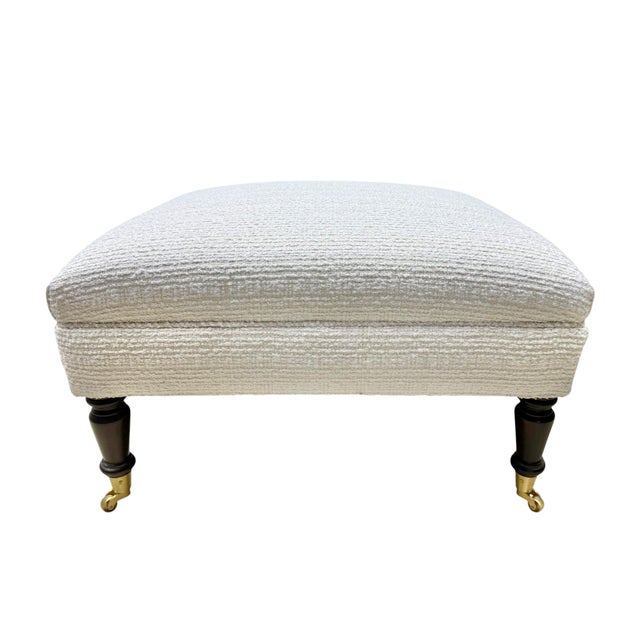 White Pearl White Bouclé Chaise Lounge Chair With Matching Ottoman and Kidney Pillow For Sale - Image 8 of 10