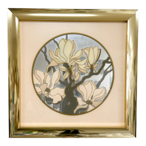 1970s Vintage Postmodern Brass Flower Art Mirror