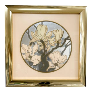 Vintage 1970s Mid Century Modern Brass and Mirror Flower Art For Sale