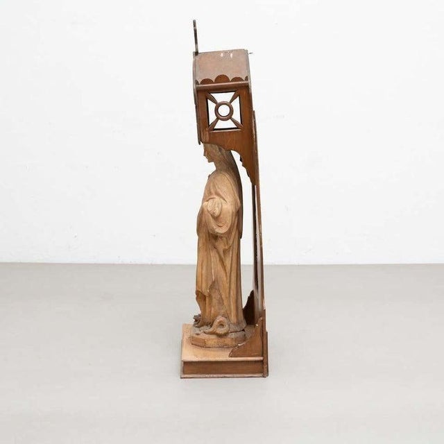 Large Traditional Figure of a Virgin in Wood Niche, 1950 For Sale - Image 8 of 14