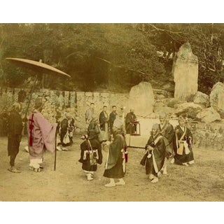Religious Ceremony in Kyoto - Hand-Colored Albumen Print 1870/1890 1870/1890 For Sale