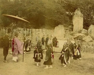 Religious Ceremony in Kyoto - Hand-Colored Albumen Print 1870/1890 1870/1890