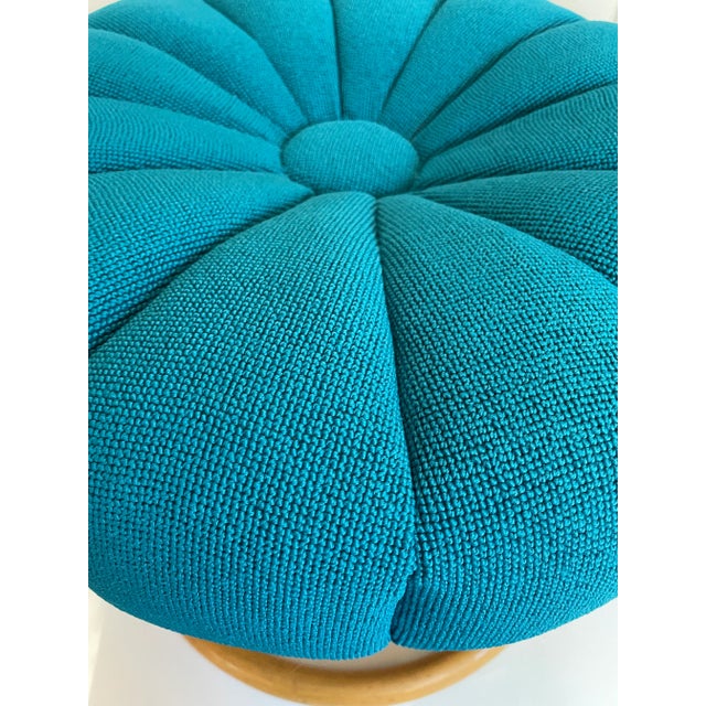Wood Mid 20th Century Heywood-Wakefield Mid-Century Modern Flower Swivel Ottoman Footstool For Sale - Image 7 of 11
