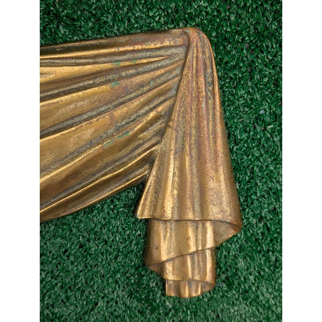 Metal Trompe Loleil Solid Brass Draped Swag Decorative Wall Pediment For Sale - Image 7 of 14