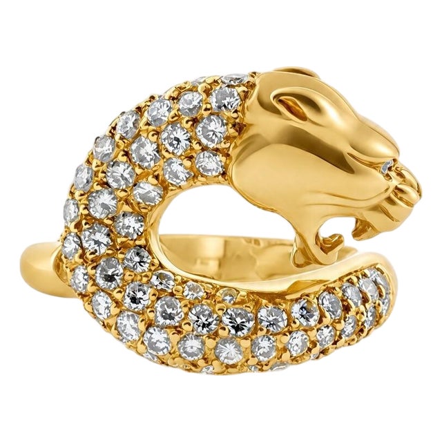 Carrera Y Carrera 18k Gold Pave Diamond Panther Ring For Sale