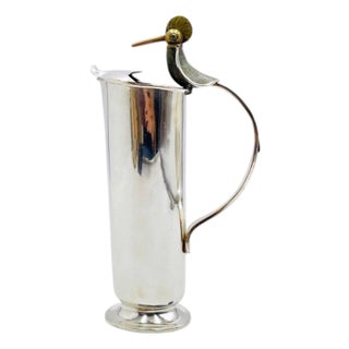 1960s Los Castillo "Bird of Paradise" Pitcher, Mexican Modern Silversmithing For Sale