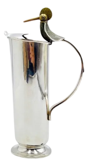 1960s Los Castillo "Bird of Paradise" Pitcher, Mexican Modern Silversmithing