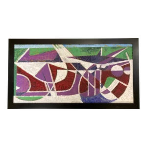 Abstract Expressionist Oil Painting on Board Signed “Jakobe 1956”