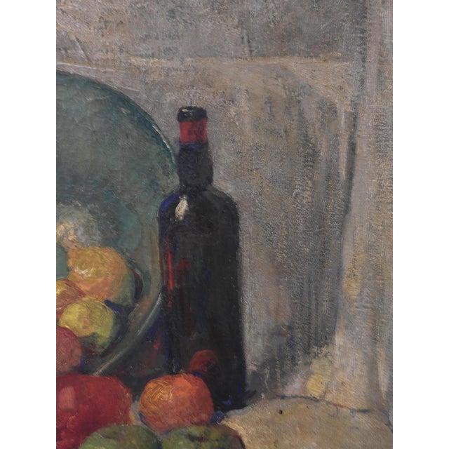 Mid 20th Century Impressionist Wine and Fruit Still Life Painting For Sale - Image 9 of 12