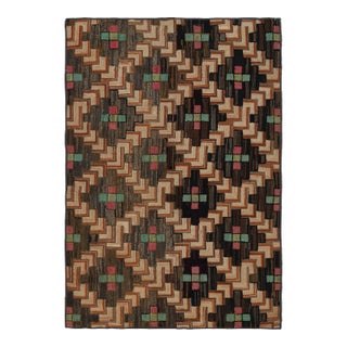 Antique Hooked Rug With Polychromatic Geometric Patterns, From Rug & Kilim For Sale