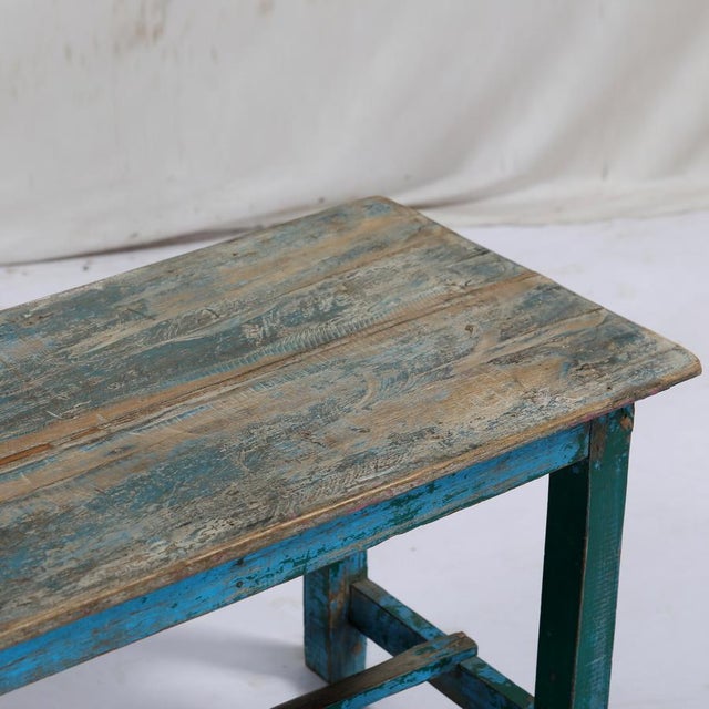 Vintage Indian Painted Teakwood Bench Chairish