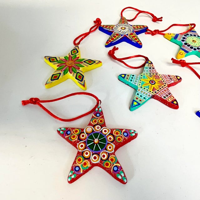 1970s Vintage Rancho Monterey Mexican Star Christmas Ornaments - Set of 6. For Sale - Image 6 of 8