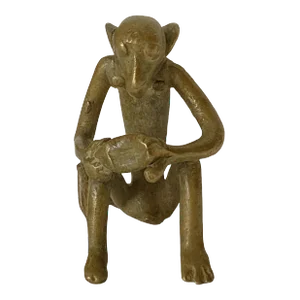African Lobi Bronze Monkey / Gold Weight 2" H