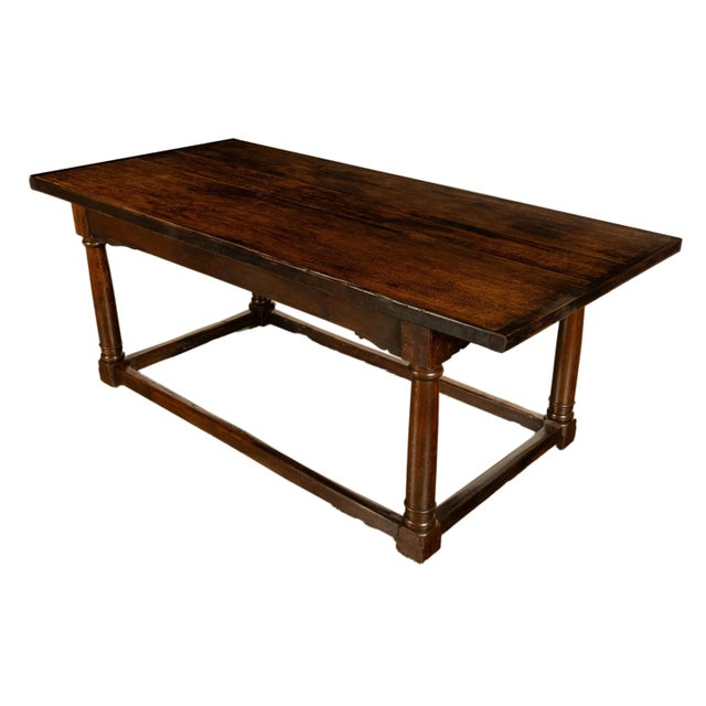 Brown Antique 17th Century Charles I Jacobean 80" Long Oak Refectory Dining Table 1630 For Sale - Image 8 of 18