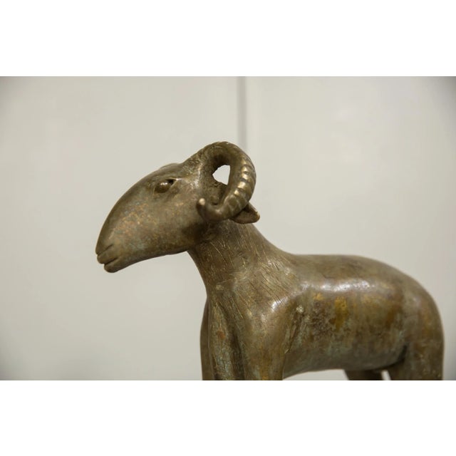 Mid 20th Century Vintage African Bronze Ram For Sale - Image 5 of 12