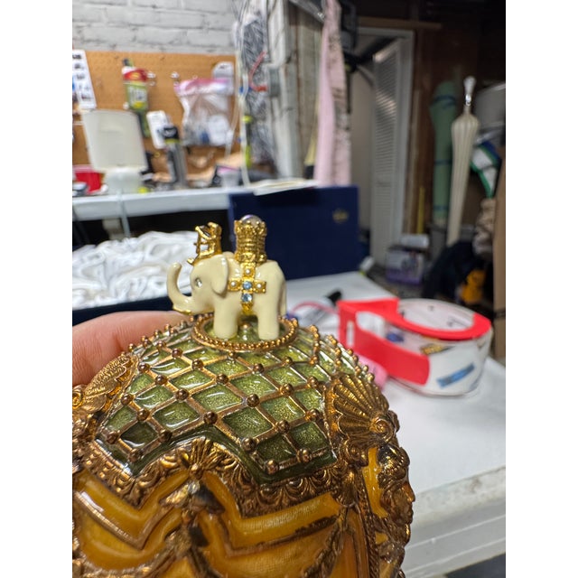 Rare Fabergé Imperial Danish Jubilee Egg Reproduction With Original Box & Papers For Sale - Image 11 of 14