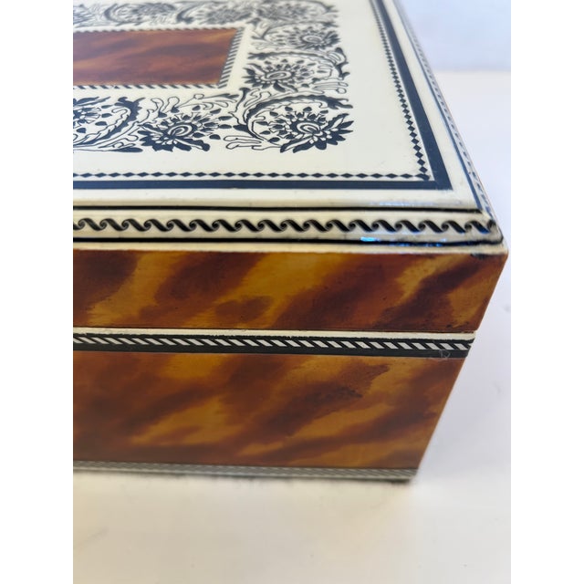 2010s One of a Kind Artist Made Decorative Faux Tortoise and Pen & Ink Box For Sale - Image 5 of 15
