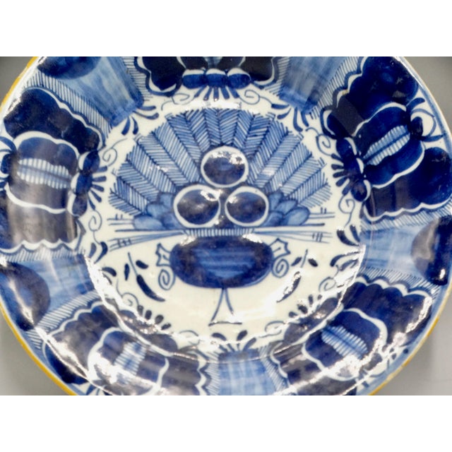 18th-Century Delft Peacock Plate Three Bells Maker's Mark For Sale - Image 10 of 10