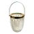 Mid Century Clear Crystal Diamond Point & Gold Handled Ice Bucket For Sale