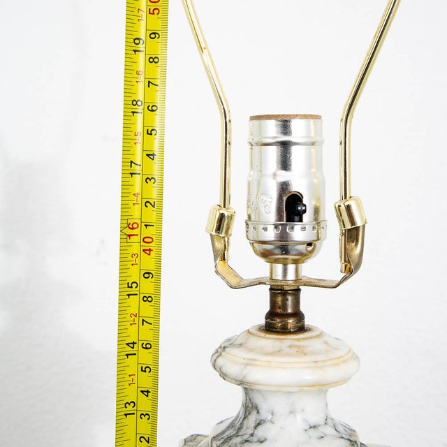 Mid Century Modern Table Lamp Set Pair Italian Alabaster Marble White Working For Sale - Image 9 of 10