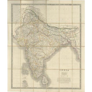 Johnstons Travelling Map of India on Linen in Original Cloth, 1857 For Sale