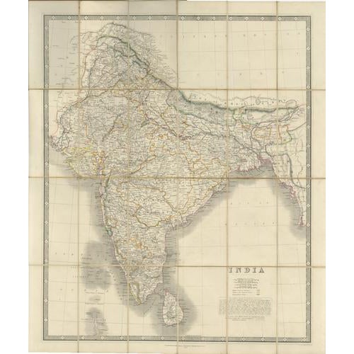 Johnstons Travelling Map of India on Linen in Original Cloth, 1857 For Sale