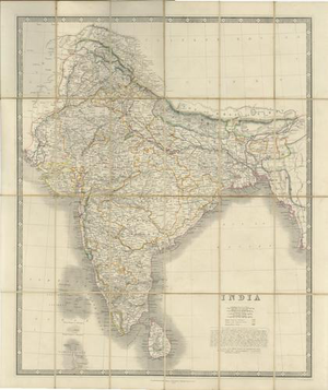 Johnstons Travelling Map of India on Linen in Original Cloth, 1857