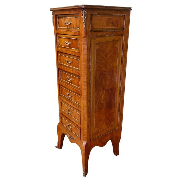 Brown Tall French Louis XV Style Chest of Drawers For Sale - Image 8 of 8