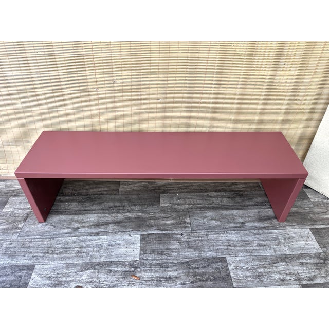 Vintage Post Modern Lacquered Raspberry Accent Bench by B&B Italia. Circa 1990s Features a minimalist waterfall style...