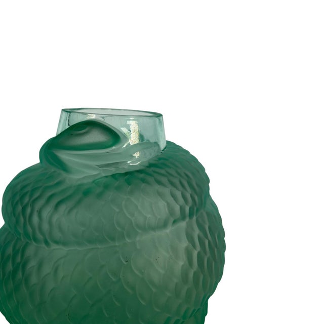 Mid-Century Modern Lalique Style Glass Snake Vase For Sale - Image 3 of 6