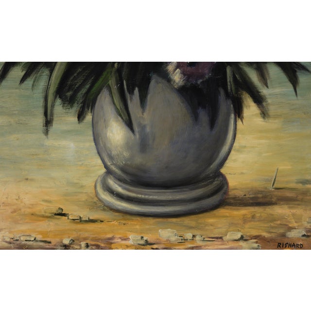 Mid Century Floral Still Life in Oil on Masonite For Sale In Monterey, CA - Image 6 of 9