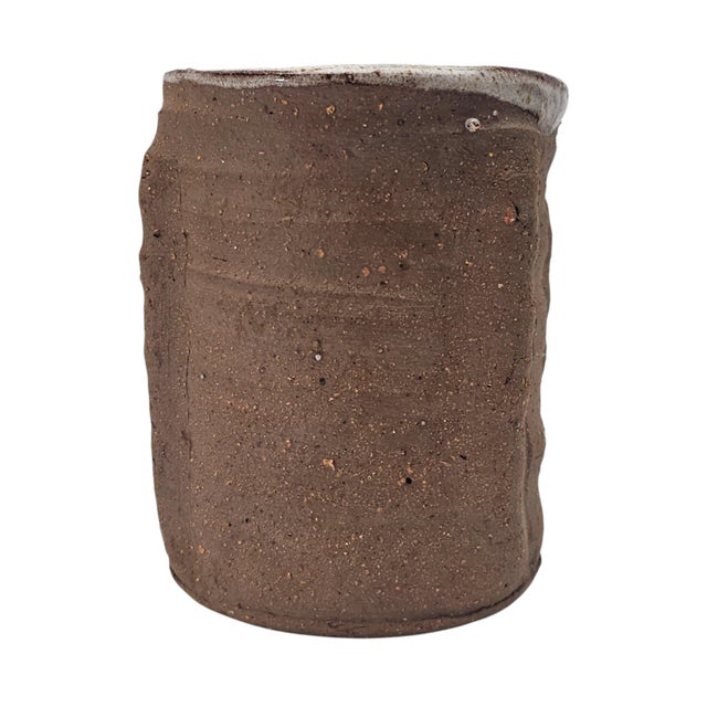 Brown Joseph Hysong California Studio Stoneware Vessel, Mid-Century Modern 6" For Sale - Image 8 of 9