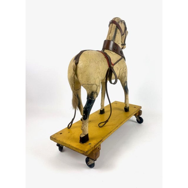 Carved Wooden Hand-Painted Horse on Wheels, 1900s For Sale - Image 4 of 18