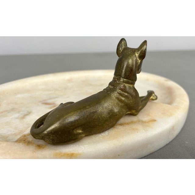Antique French Marble and Brass Dog Display Tray For Sale - Image 13 of 14