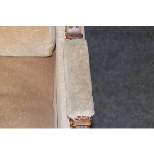 Wood Pair of Antique French Louis XVI Bergère Chairs, Walnut Carved Frames With Down Cushions, Turn of the Century For Sale - Image 7 of 15
