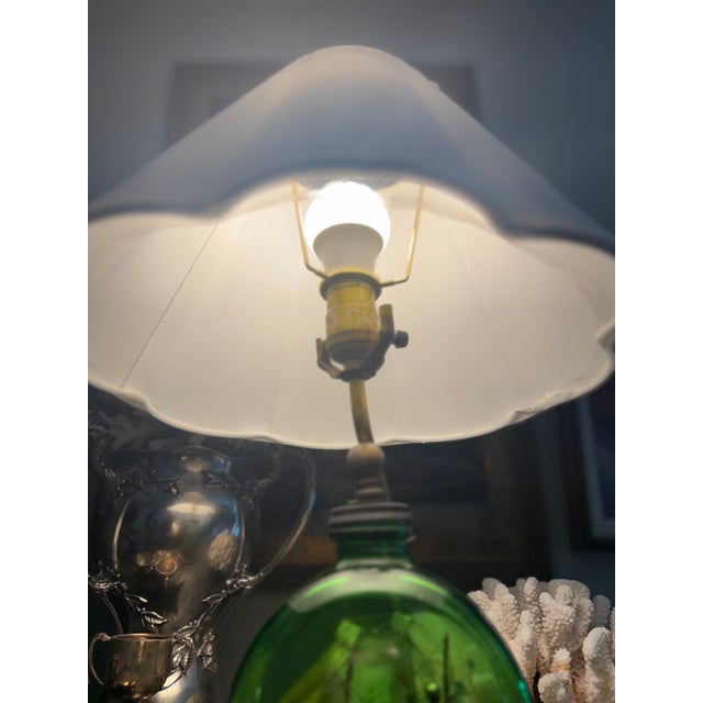 Vintage Nautical Ship in a Bottle Table Lamp With Green Glass Maritime Diorama For Sale - Image 9 of 10