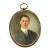 Early 20th Century Art Antique Portrait Miniature Painting Young Man Portrait in Ornate Brass Frame Home Decor For Sale