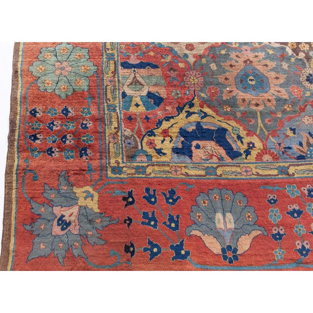 Textile Antique Colorful Botanic Indian Rug For Sale - Image 7 of 8
