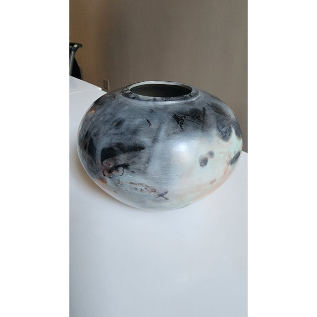 Beautiful Raku pottry vase/ bowl. Perfect for traditionalor modern interior.