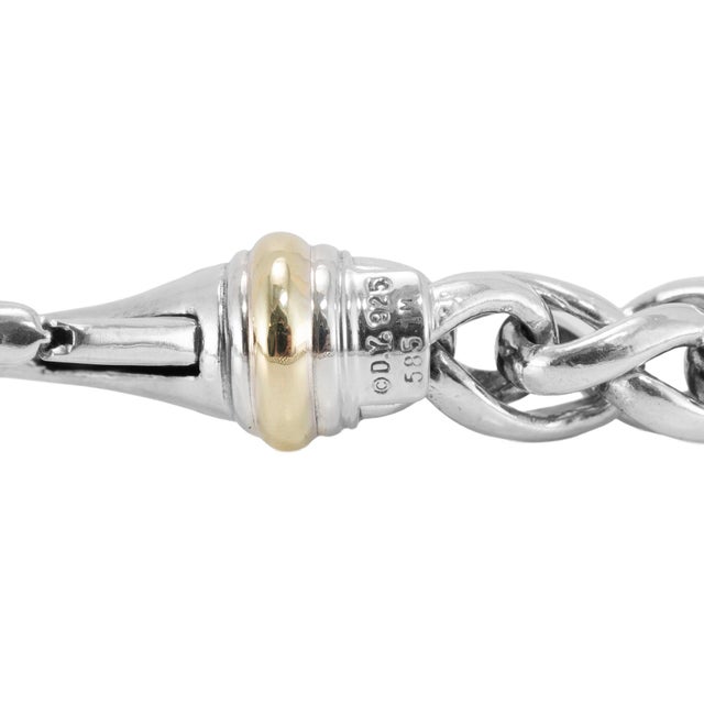 Early 21st Century Unisex David Yurman Classic Wheat 8mm Silver & 14k Yellow Gold Chain Necklace For Sale - Image 5 of 8
