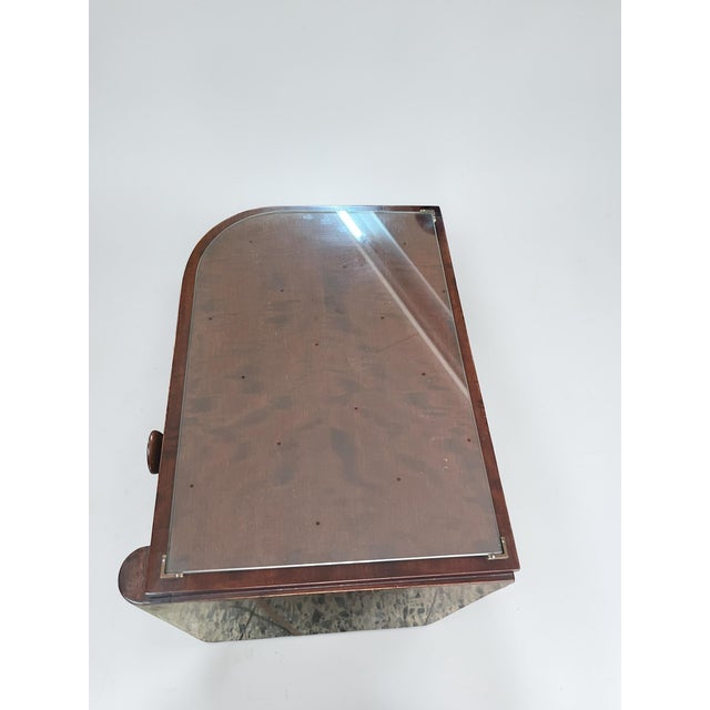 Art Deco Bedside Tables with Burl Walnut Veneer and Glass Tops, Europe, 1950s, Set of 2 For Sale - Image 10 of 13