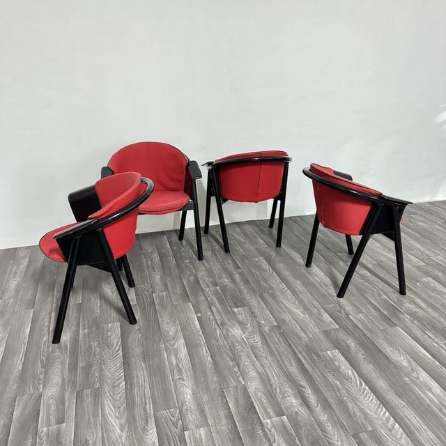 Modern Chairs in Lacquered Wood and Fabric from Pozzi & Verga, 1970s, Set of 4 For Sale - Image 14 of 18
